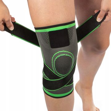 Genunchiera Fixare Genunchi Marime 3XL Lungime 28 cm, Culoare Gri, Benzi Elastice Fixare si Ajustare