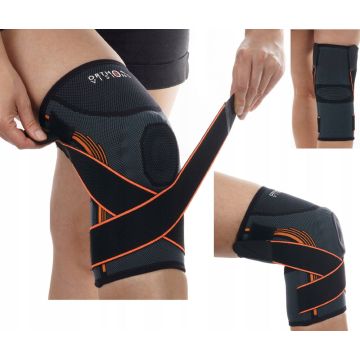 Genunchiera Neopren Elastica cu Benzi Fixare si Ajustare cu Velcro Marime 3XL, Circumferinta Deasupra Genunchi 46-54 cm, Lungime 31cm