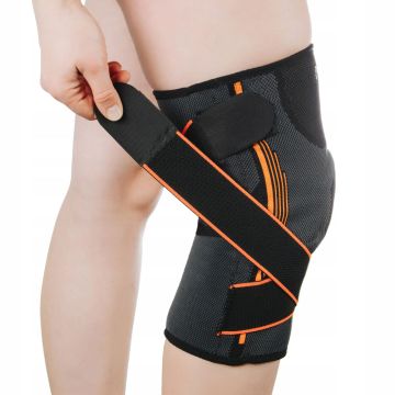Stabilizator Genunchi Culoare Negru cu Banda Velcro de Fixare si Ajustare